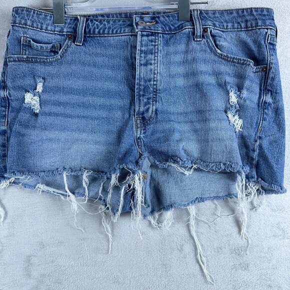 Old Navy OG Cut Off Shorts Secret Smooth Pockets High Rise Women's Blue Size 18 - Picture 1 of 8